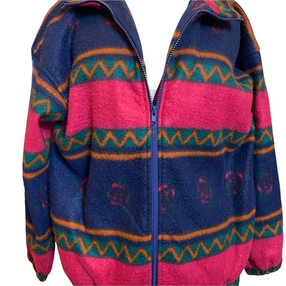 Vintage Southwestern fleece shacket roses Aztec zipper Yellowstone jacket - Picture 7 of 14